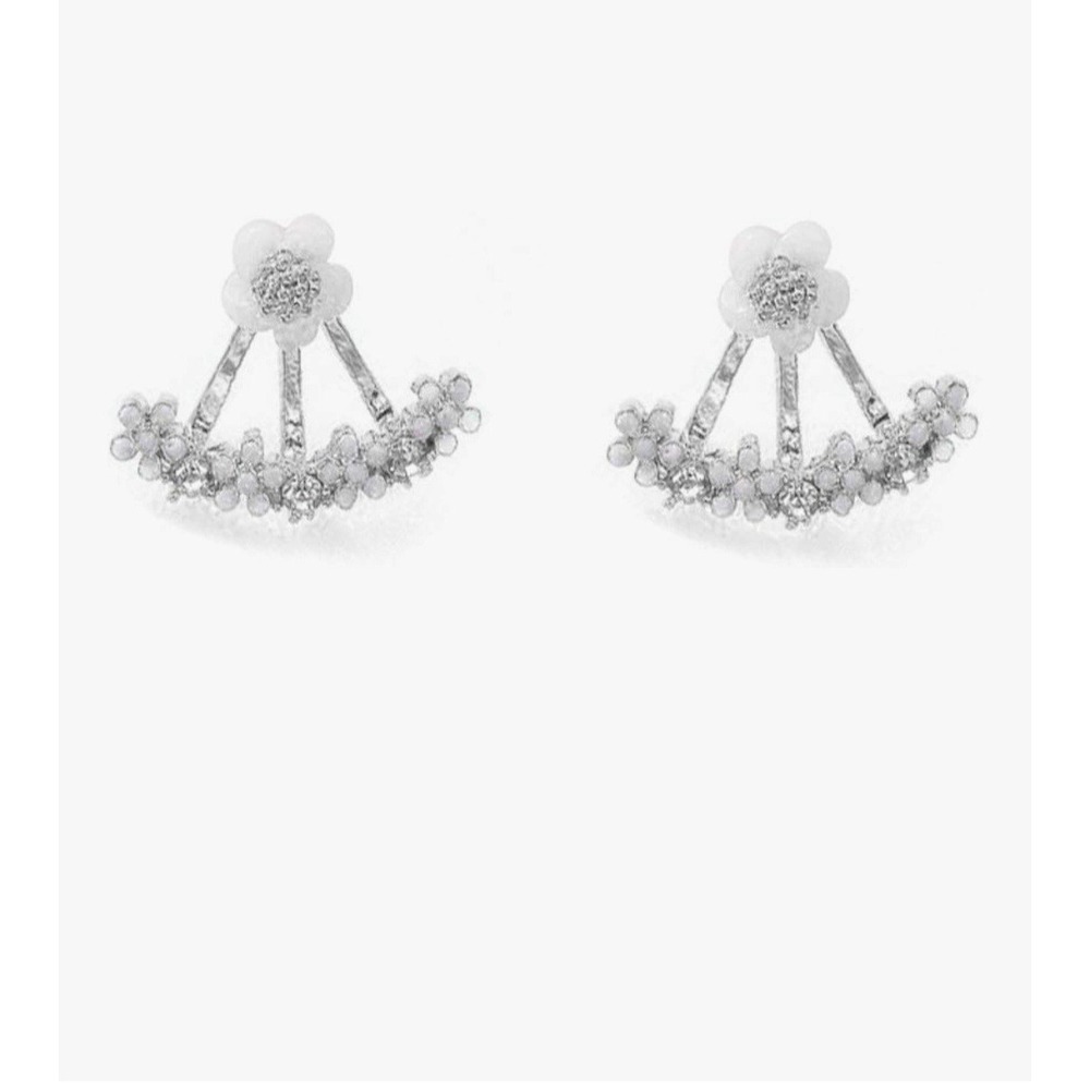 Floral Crystal Earrings Gold Silver Tone Imitation Pearl Butterfly costume 3